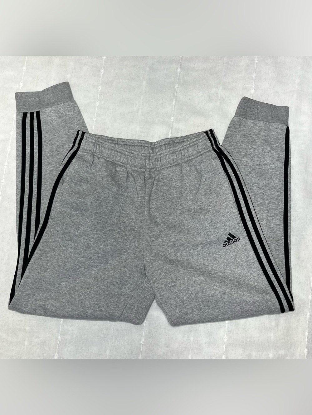 Adidas Women’s or Teens Grey Three-Stripe Joggers Size Medium - Picture 3 of 7